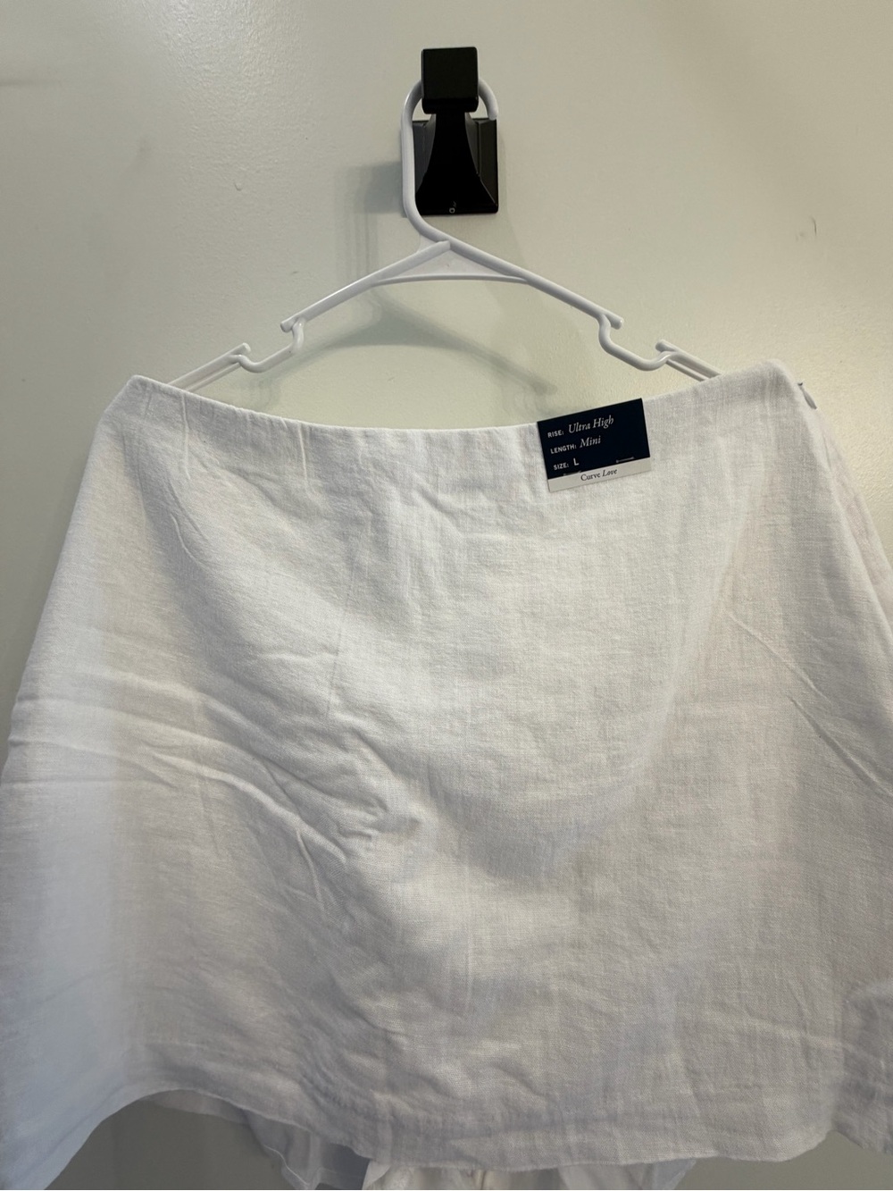 NWT Abercrombie & Fitch White Linen Mini Skirt - A-Line Curve Love Size L